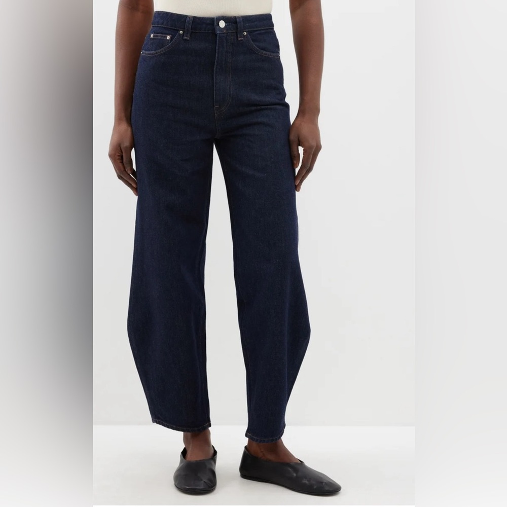 Toteme Cotton Barrel Leg Denim (Raw Blue)